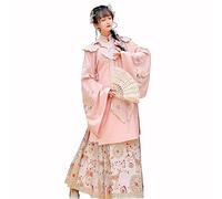 GZKDKZB hanfu Women's Ming Dynasty Hanfu Skirt Halloween Christmas Costumes Spring Summer Horse Face Dress (Color : Pink, Size : M)