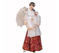GZKDKZB hanfu Women's Ming Dynasty Hanfu Skirt Halloween Christmas Costumes Spring Summer Horse Face Dress (Color : White, Size : L)