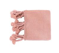 GZKDKZB Throw Blanket, Modern Chic Fringes Tassels Blanket Office Soft Nap Beige Ginger Gray Green Pink Brown Knitted Throw Blanket For Bed Sofa (Color : Pink, Size : 130x160cm)