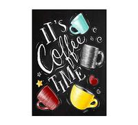 GZKLSMY DIY 5D Full Drill Diamond Painting Kit, Round Resin Diamonds, Coffee Time & Cup Theme, Adults & Kids, Unisex, Modern Style, Not Foldable