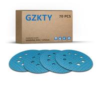 GZKTY 70pcs 125mm Sanding Discs, Hook and Loop, 8-Hole, Grit 60, 5 Inch Sanding Pads for Random Orbital Sander