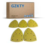 GZKTY Mouse Sander Pads 11 Hole 105 Pcs Sanding Pads Hook And Loop Grit 40/60/80/120/180/240/400 for Multi Sanders PSM 100A, PSM 160, PSM 200 AES, PSM 18, for Wood, Metal