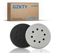 GZKTY Pack of 6 Sponge Interface Pads 125mm | 8-Hole Soft Foam Backing Pads for Orbital Sander | Universal Fit for Standard 5" Hook & Loop Sanders