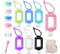GZkushi 7 Pieces 60 ml Silicone Travel Bottles, Travel Set Bottles, with 5 Pieces 10 g Face Cream Travel Boxes for Hotels Travel Outdoor Activities Schools