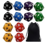 GZLANYA 12Piece D20 Dice Set, 6-Color 20-Sided Polyhedral Dice for RPG, DND, MTG and Board Games with dice bag