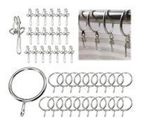 GZLANYA 20 Pack Metal Curtain Rings and Hooks Set, 30mm Silver Heavy Duty Drapery Rings for Poles, Easy Clip-On Curtain Hangers，for cricket nets, outdoor washing lines, or securing garden netting.