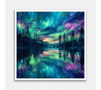 GZLANYA 5D Starry Sky Aurora Lake Diamond Art Kit for Adults, 30 x 30 cm