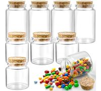 GZLCEU Set of 8 Glass Bottles with Corks, 50 ml / 100 ml Glass with Corks, Transparent Glass with Corks, Small for Decoration Gifts, Party, Kitchen Spice, DIY Crafts