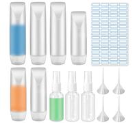 GZLCEU Travel Bottles Set, 30 ml/50 ml, Empty Tubes for Shampoo, Lotion, Conditioner, Shower Gel with 4 Funnels, 1 Label Travel Container Set