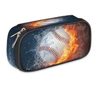 GzLeyigou Pencil Case Pen Holder Large Capacity Stationery Organizer Pen Bag for Boys Kids Teens Girls, Portable Sports Themed Pencil Pouch Storage Box for School College Office,Baseball