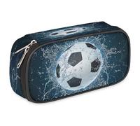 GzLeyigou Pencil Case Pen Holder Large Capacity Stationery Organizer Pen Bag for Boys Kids Teens Girls, Portable Sports Themed Pencil Pouch Storage Box for School College Office,Soccer Ball