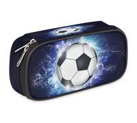 GzLeyigou Pencil Case Pen Holder Large Capacity Stationery Organizer Pen Bag for Boys Kids Teens Girls, Portable Sports Themed Pencil Pouch Storage Box for School College Office,Soccer Print