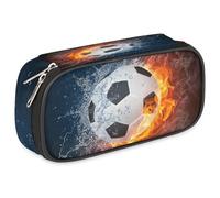 GzLeyigou Pencil Case Pen Holder Large Capacity Stationery Organizer Pen Bag for Boys Kids Teens Girls, Portable Sports Themed Pencil Pouch Storage Box for School College Office,Soccer