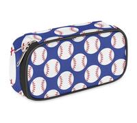 GzLeyigou Pencil Case Pen Holder Large Capacity Stationery Organizer Pen Bag for Boys Kids Teens, Portable Sports Themed Pencil Pouch Storage Box for School College Office,Blue Baseball