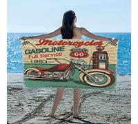 GzLeyigou Retro Motorcycle Poster Thin Beach Towel Microfiber Lightweight, Quick Dry,Oversized Large Beach Towels for Adults, Sand Free,Pool,Bath Towel 31"x61"