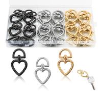 GZLFH Pack of 30 Heart Keyrings, Key Ring with Carabiner Heart Rotating Carabiner Hook for Backpack Shoulder Straps DIY Jewellery Making (Packed)