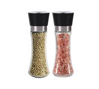 GZLT Salt and Pepper Grinder Set,Manual Salt and Pepper Mill,Refillable Sea Salt Grinder & Pepper Grinder,Tall Glass Salt and Pepper Shakers with Adjustable Coarseness, A087-0