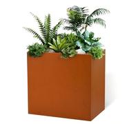 GZLVSOW Galvanized Steel Metallic Heavy Planter for Outdoor Plants Metal Outdoor Planter Spliced Flower Box with Partitions for Outside,Indoor,Garden (Corten, 30 * 12 * 24)