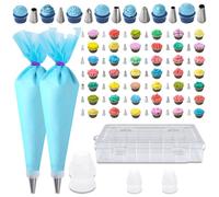 GZMAISULEE 55PCS Piping Bags Tips Set Reusable Pastry Bags and Frosting Tips Cakes Decorating Kit for Cookie Icing, 2 Icing Bags, 49 Icing Tips, 3 Couplers, 1 Storage Box