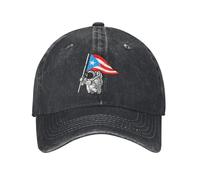 GZMQMOKD Men's Baseball Cap Puerto Rico Boricua En La Luna Flag Souvenirs Baseball Cap Vintage Distressed Denim Headwear Unisex Outdoor Activities Gift Cap Gift