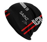 GZMQMOKD Winter Warm Hat，Carlos Sainz Jr F1 Signature Graphic Dark Warm Knitted Cap Fashion Bonnet Hat Autumn Winter Beanies Hats for Unisex Adult Black