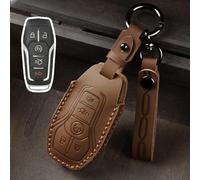 GZNBB 4 5 buttons Leather Car Key Fob Case Cover Holder, For Ford Fusion Explorer Mustang Edge F-150 Mondeo