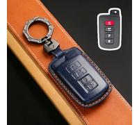 GZNBB 4 Buttons Key Cover Fob Leather Case Car Keyring Shell, for Toyota Camry Corolla RAV4 Highlander Avalon 2015 2016 2017