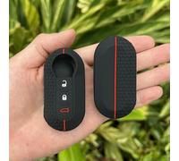 GZNBB Silicone Car Key Case Holder Shell Soft Cover Protector, for Fiat 500 3 Buttons Flip Folding Key Chain Auto Accessories