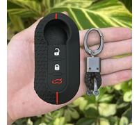 GZNBB Silicone Car Key Case Holder Shell Soft Cover Protector, for Fiat 500 3 Buttons Flip Folding Key Chain Auto Accessories