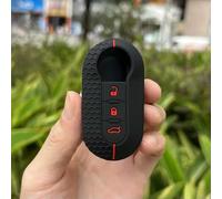 GZNBB Silicone Car Key Case Holder Shell Soft Cover Protector, for Fiat 500 3 Buttons Flip Folding Key Chain Auto Accessories