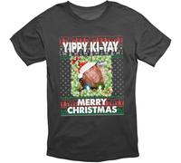 GZNDBFMEP Die Hard Yippy Ki Yay Merry Christmas Festive T Shirt Black Black
