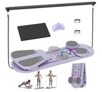 GZOOGHOME Pilates Board, 6 in 1 Pilates Reformer Set, Foldable Pilates Reformer Machine with Resistance Bands & Ab Trainer for Home Workout, Portable Pilates Board for Women (Purple)