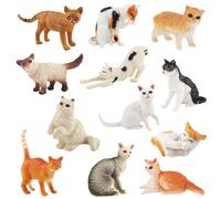 GZQCVVFQ 12 Pcs Cat Figures Play Set Realistic Small Cat Figures Toy Kitten Figurines Cake Topper Miniature Cat Statues Ornaments Kitten Educational Toy for Kids Boys Girls Cat Lover, UEZ30018A