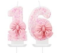 GZQCVVFQ 16th Girls Birthday Number Candles, Pink Butterfly Number Candles with Sequins, Glows in the Dark, Perfect for Celebrations