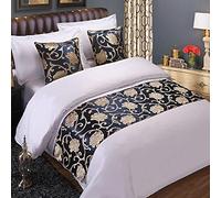 GZQIAWY Bedspreads Bed Runner Throw Bedding Single Queen King Bed Cover Towel Home Hotel Decorations Bed Towel Scarf blue peony flower 45cm Cushion Cover+Pillow (1 Set)