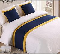 GZQIAWY Bedspreads Bed Runner Throw Bedding Single Queen King Bed Cover Towel Home Hotel Decorations,yellow Blue,45cm Cushion Cover+Pillow (1 Set)