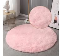 GZQIAWY Circle Round Shaggy Rug Living Room Bedroom Carpet Floor Fluffy Mat Anti-Skid Floor Shaggy Plush Carpet Floor Mat Bedside Rug pink 37.4 x 37.4inchs(95 x 95cm)