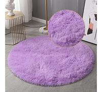 GZQIAWY Round Fluffy Rugs Carpets For Living Room Plush Rug Bedroom Fur Long Pile Carpet Floor Mat Soft Shaggy Rugs Home Mat Light purple 37.4 x 37.4inchs(95 x 95cm)