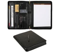 GZRHKJ Genuine Leather Padfolio,11"×14" Padfolio Organizer with YKK Zipper,Professioal Business Portfolio Padfolio for Men and Women,Personalized Engraved Padfolio