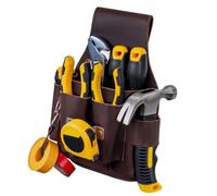 GZRHKJ Genuine Leather Tool Pouch, Leather Tool Belt with Multi-Pockets for Carpenter/Drywaller/Electrician,
