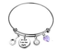 Gzrlyf at Last I See The Light Gifts Keychain Bracelet Inspirational Gifts for Women Girls, Silver, S