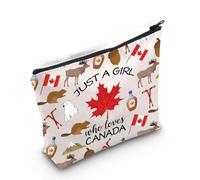 Gzrlyf Canada Makeup Bag Just a Girl Who Love Canada Canada Flag Bag Canada Travel Souvenir Canadian Gift Bag Canada Cosmetic Bag (Loves Canada 3uk)