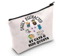 Gzrlyf Cat Dice Gamer Makeup Bag Role Playing Gift D an D Dragon Game Zipper Pouch, DISTRACTED BY CATS