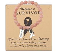 Gzrlyf Endometrial Cancer Awareness Bracelet Uterine Cancer Gift Cancer Survivor Warrior Support Jewelry Peach Ribbon Bracelet, M, Stainless Steel, no gemstone