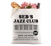 Gzrlyf Lala L Inspired Tote Bag Music Musical Fans Gift Jazz Gifts Movie Lover Reusable Grocery Shopping Bag (DRINKS & CHICKEN)