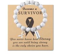 Gzrlyf Lung Cancer Awareness Bracelet Lung Cancer Gift For Patient Warrior Support Fighting Gift Lung Survivor Bead Bracelet, M, Stainless Steel, no gemstone