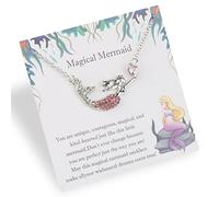 Gzrlyf Magical Mermaid Necklace with Card Crystal Mermaid Pendant Necklace Mermaid Jewelry Gift for Mermaid Lover, Zinc, No Gemstone