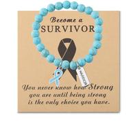 Gzrlyf Ovarian Cancer Awareness Bracelet Cervical Cancer Gift Ovarian Survivor Gift PTSD Support Bracelet Patient Jewelry, M, Stainless Steel, no gemstone