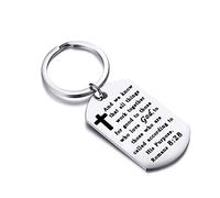 Gzrlyf Romans 8:28 Keychain Bible Verse Dog Tags Christian Gifts and We Know That All Things Work Together for Good for Those who Love God