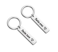 Gzrlyf Twins Keychain Set - Twin Sister & Brother Gifts, Silver, S, Twins Keychain